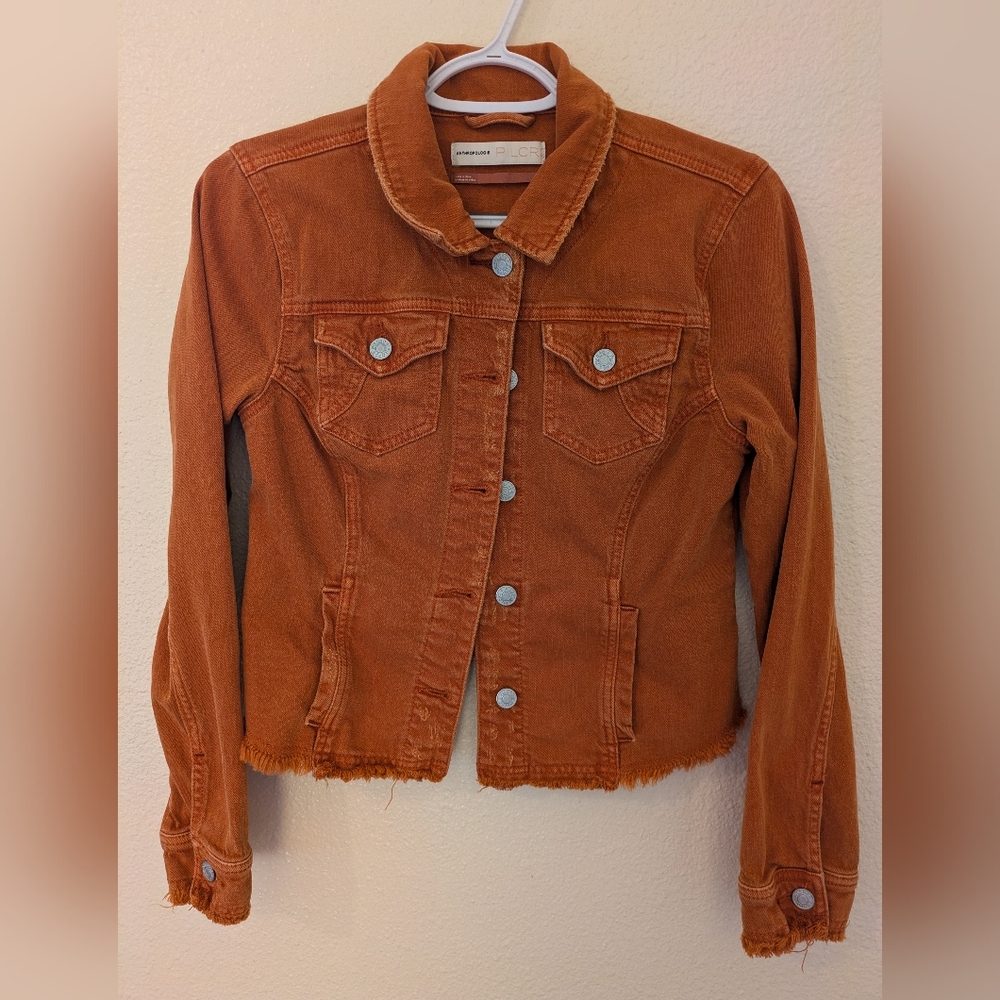 Anthropologie orange denim jacket